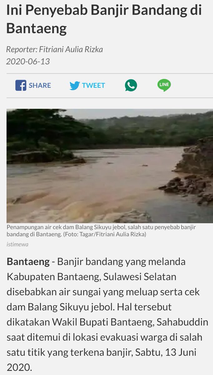 dindatamal's tweet photo. @MNurdinAbdullah 
Sabtu 13062020
Kampung ku berduka.
Banjir bandang terjadi menghancurkan rumah warga, menenggelamkan 4 sodara kita, merusak sarana kota, aku berduka, aku cemas untuk mereka di sini, harapan ku sodarku. Tak ada lagi bencana kalia segera membaik....
#Bantaengku https://t.co/XrMrIdgp9h