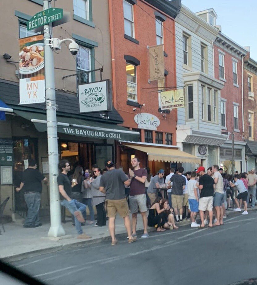 Main St in Manayunk Philadelphia yesterday. Why are people so stupid?  The virus hasn’t gone away!!  Do you see anyone wearing a mask?