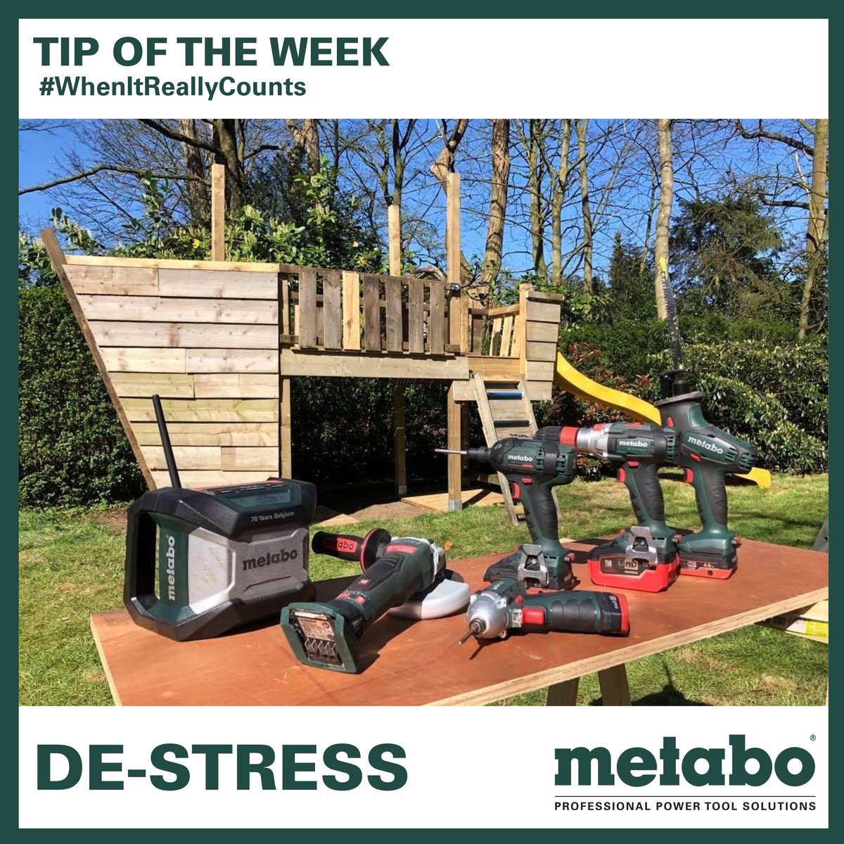 MetaboNAmerica's tweet photo. Tip of the Week: Build something with Metabo tools. What projects have you conquered with extra time at home? We want to see. Comment a picture below 😉💪
#whenitreallycounts #inthistogether #metabo #professionalpowertoolsolutions https://t.co/mNWRXvIycr