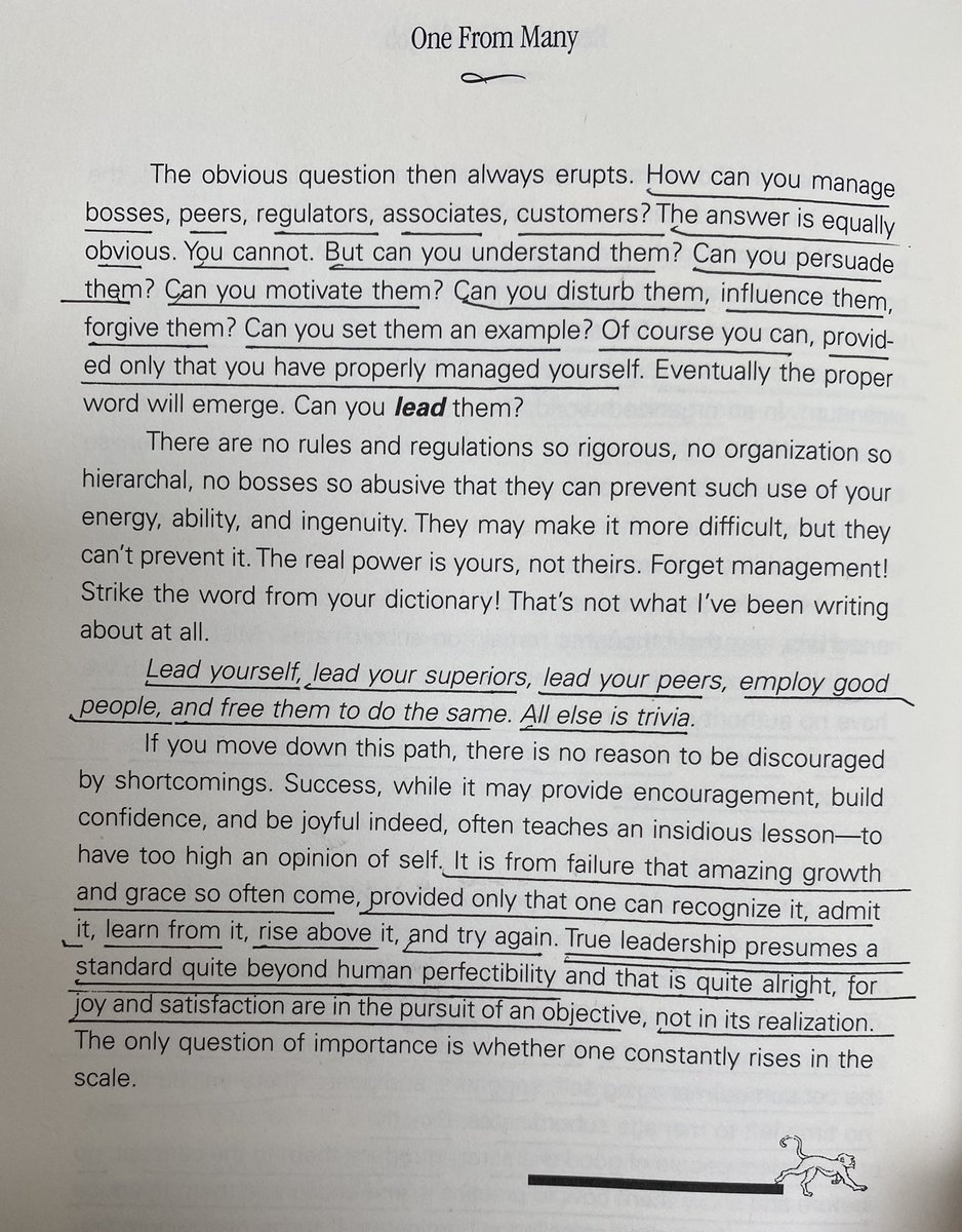 zackkanter's tweet image. The best three pages on leadership I’ve ever come across.

(book is One From Many / Dee Hock)