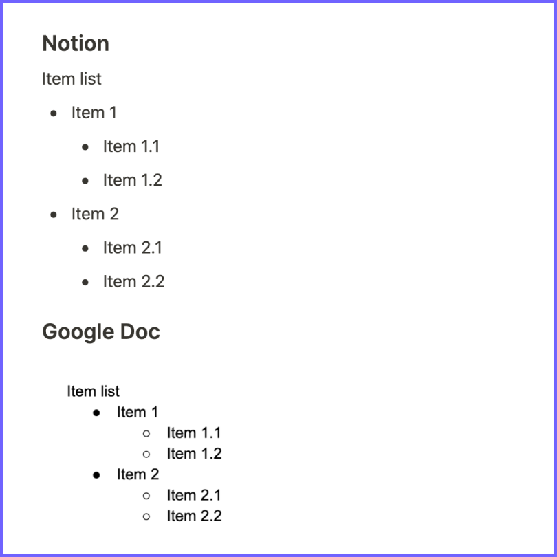 tylerla129's tweet photo. Hi @NotionHQ team, can we please improve the visual hierarchy of bullet points for better visibility? @googledocs has a good example here! https://t.co/oItDsXmq8j