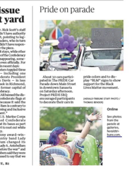 tbenderphoto1's tweet photo. #HTPhotoGallery #PHOTOS #Sarasota #PRIDECarParade @PrideSrq mission is #CELEBRATEandUNITE #Sarasotaโs #diversecommunity by providing #socialconnection and SUPPORTING #Sarasotaโs #LGBTQ+ #people, #businesses, and #organizations.
https://t.co/2XQ5Pdjafw
#HTVideo @HeraldTribune https://t.co/G0nzSyuCgr