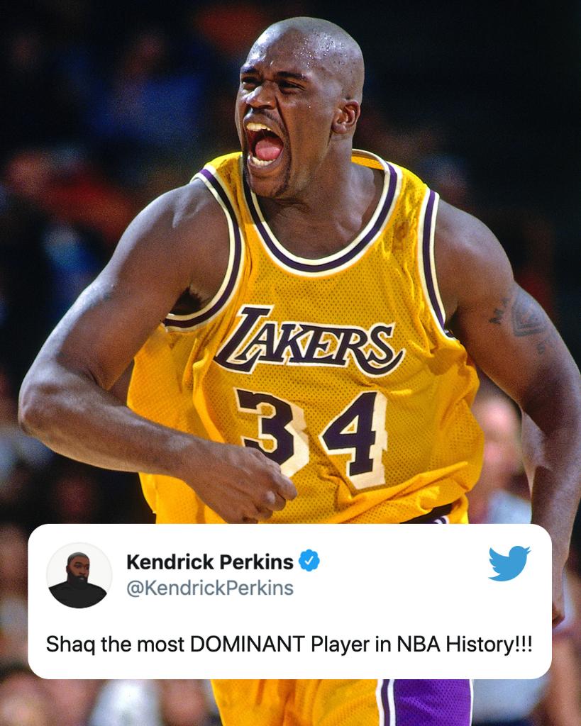 espn's tweet photo. 💪 15x All-Star 
💪 4x NBA Champ
💪 3x Finals MVP 
💪 2x Scoring Champ 

@SHAQ's resume speaks for itself @KendrickPerkins 😤 https://t.co/SdOtzEJUuF