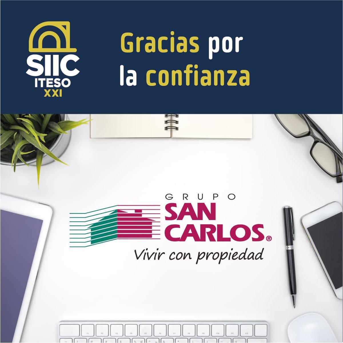 siic_iteso's tweet photo. Agradecemos la confianza de Grupo San Carlos por apoyarnos en el SIIC XXI. Grupo San Carlos Líder en el sector vivienda y especializada en la urbanización y edificación de todos los niveles socioeconómicos. 50 años de experiencia acumulada. https://t.co/MRoGOYhs6i