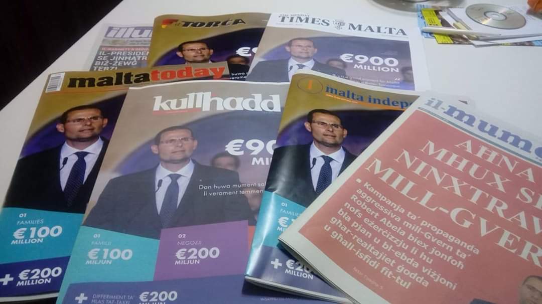 BriguglioMike's tweet photo. #Malta Government propaganda paid from your taxes. #MaltaNotForSale 🇲🇹
(Photo by @thomdemartino) https://t.co/hOUrzit1V0