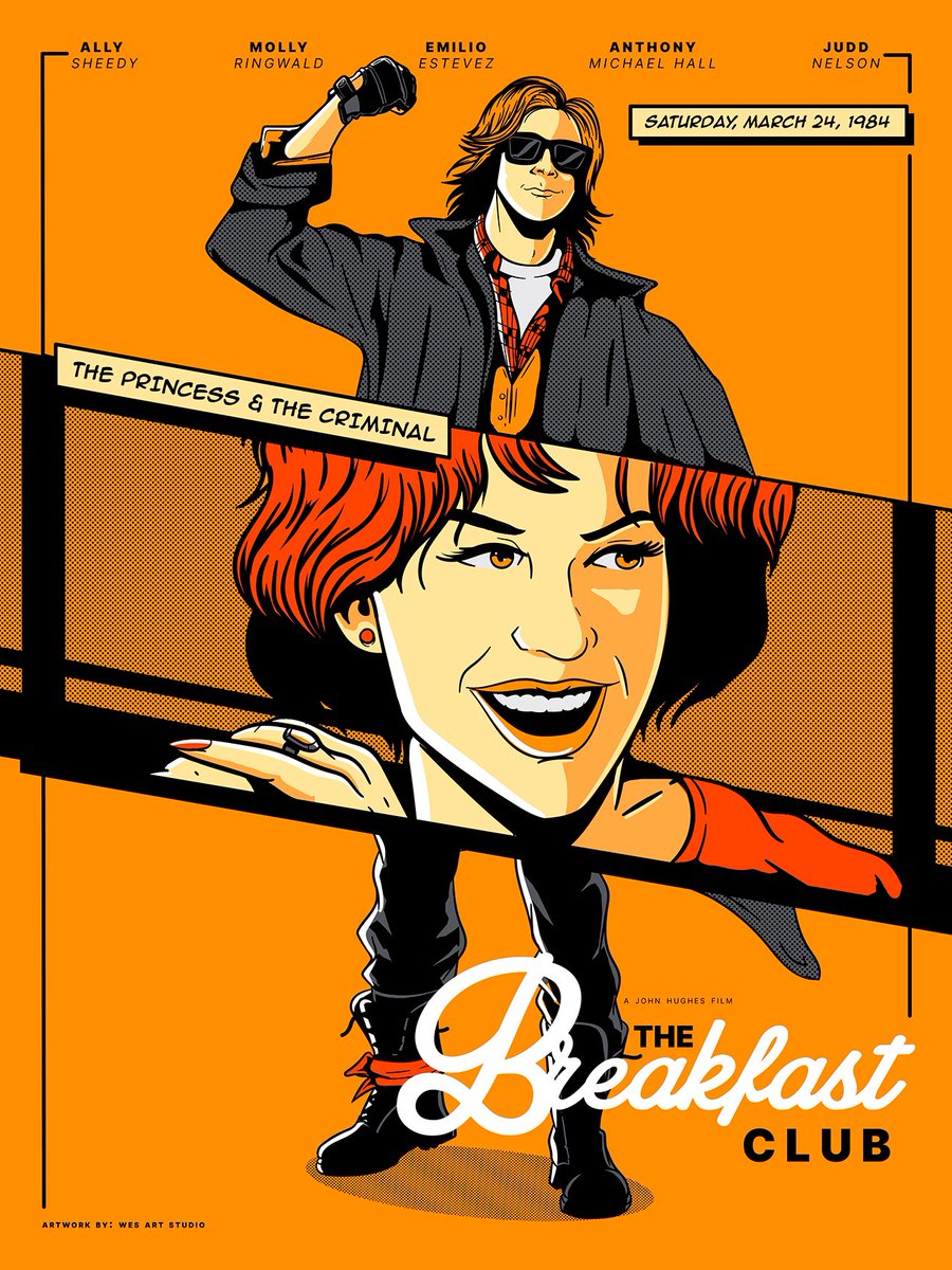 moviepostershow's tweet photo. Vieron los posters que hicimos para The Breakfast Club? Artes por @Jnares @SNKHDS @wesartstudio y Gus Morainslie https://t.co/ZAwgLqRge1
