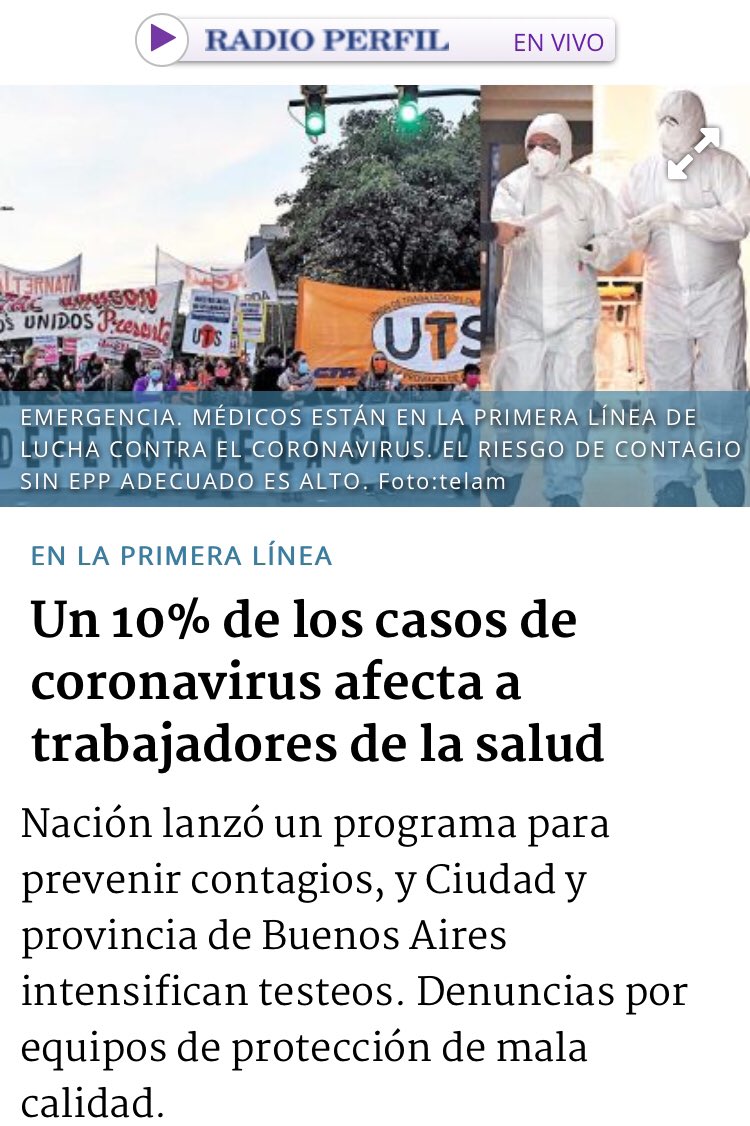No nos testean, no nos dan la protección adecuada. SE NOS RÍEN EN LA CARA!!! @ArgMedicos <a href="/marceloCena/">Marcelo G. Cena</a> <a href="/SalutiemOK/">Matías SALUTIEM</a> <a href="/drclaudiosalud/">Dr Prof Claudio Santa María</a>