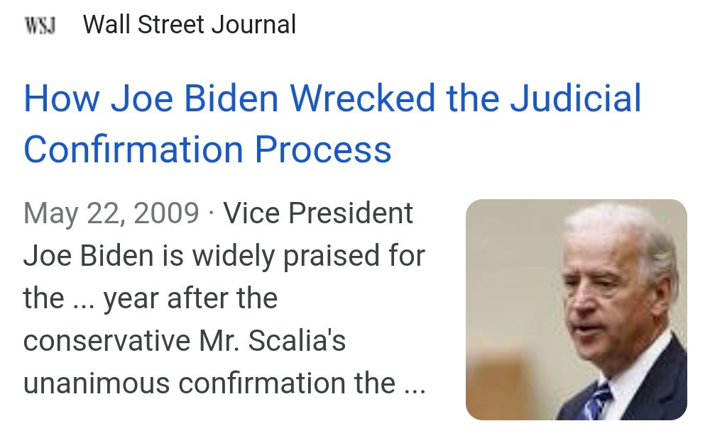 11. He voted for Antonin Scalia, and then praised him for his recordHe helped Clarence ThomasHe destroyed the procesHe insisted Obama pick 'no liberal' justices, which he didn'tJoe approves of Garland Merrick who is equal to KavanaughJoe isn't picking liberal justices