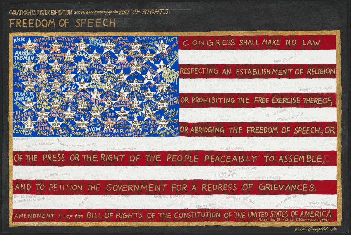 Imagine people objecting to these powerful photos on grounds that they were offensive. Would a museum not show them? And, note the independent creation of a work of art by the protesters similar to one created by Faith Ringgold above.  https://www.1843magazine.com/1843/behind-the-news/portraits-of-protest-in-america via  @TheEconomist 25/