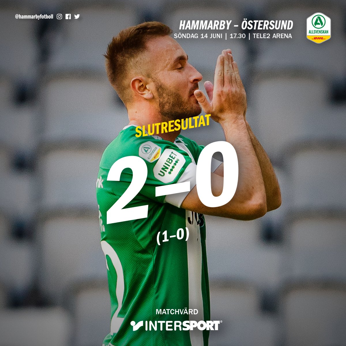 hammarbyfotboll's tweet photo. 93' Slutvisslan ljuder – 2-0-seger över @ofk_1996 i den allsvenska premiären efter dubbla "Mujo"-mål med @bojanic18 som assistfot.

#HIFÖFK https://t.co/pmFXYbOEbO