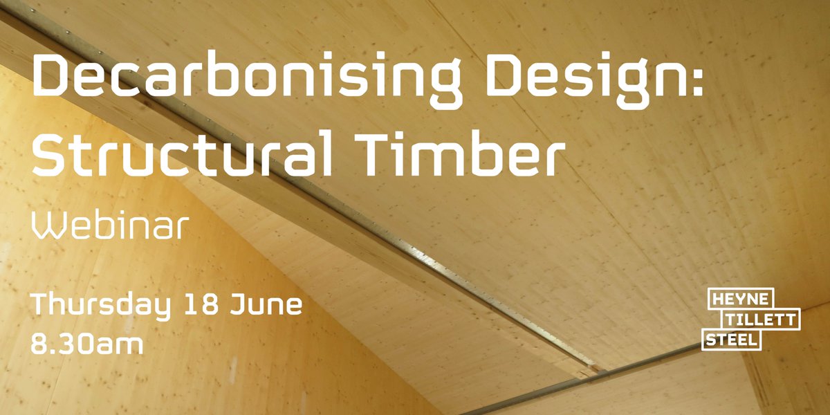 HTS_London's tweet photo. Join our webinar this Thursday at 8.30am where Kelly Harrison, HTS Timber Lead and Andrew Howe, HTS Associate will provide technical insights and design considerations for the use of timber in low-carbon structures.
Register here: https://t.co/3D1DrxMByG
#HTSTimberFocus https://t.co/DHC5MRiJRx