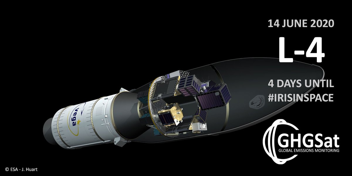 ghgsat's tweet photo. Iris is a quick learner – she’s really benefitting from all the wisdom our first #satellite Claire has accumulated in #orbit since 2016. Here's how she’s getting into space, with @vega_sts #VV16. Not long to go now! #Irisinspace #Countdowntolaunch https://t.co/kf3Lz5CCxe