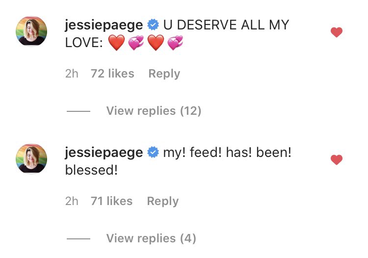 136. Jessie Paege (American singer/youtuber) commented on Joy’s ig post. She also follows her account.