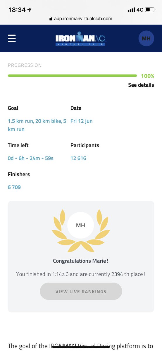 Marie_L_Hall's tweet photo. My worst training conditions ......
Smashed my times on these Virtual IronMan distances compared to last time 🙌🏻🙌🏻 #VR11 @IRONMANtri #Finisher https://t.co/r9pe52jmZY