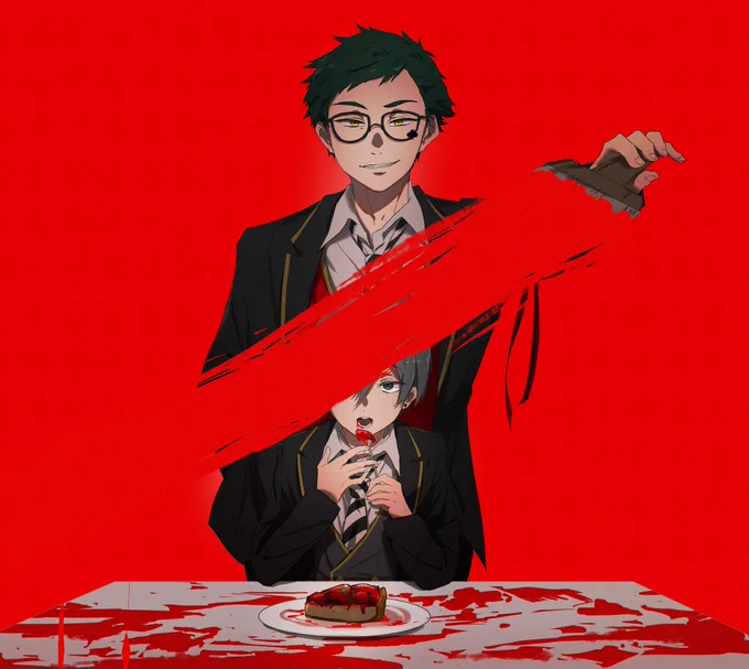 #twstプラス
赤く染める
トレ監♣️?
⚠️監督生顔あり、(血じゃないけど、ぽいので)流血注意
※上げ直し 