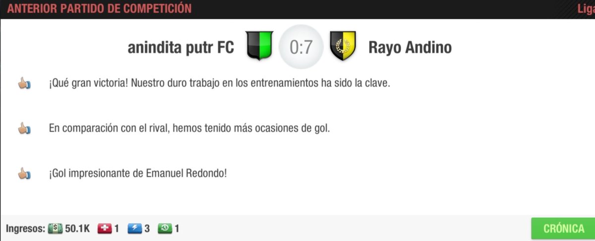 AndinoRayo's tweet photo. Victoria importante en Liga
Seguimos al acecho del líder 
Anindita putr 0 #RayoAndino 7 https://t.co/ps3EVRL21l
