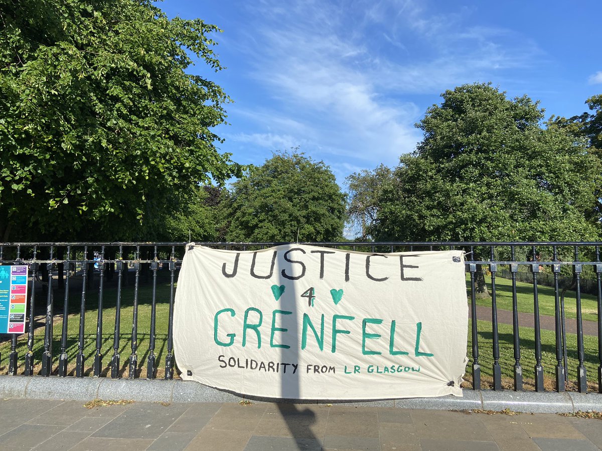 Thank you @Glasgow_LR for this show of solidarity. Seen it on my walk today 💚 #GrenfellNeverAgain