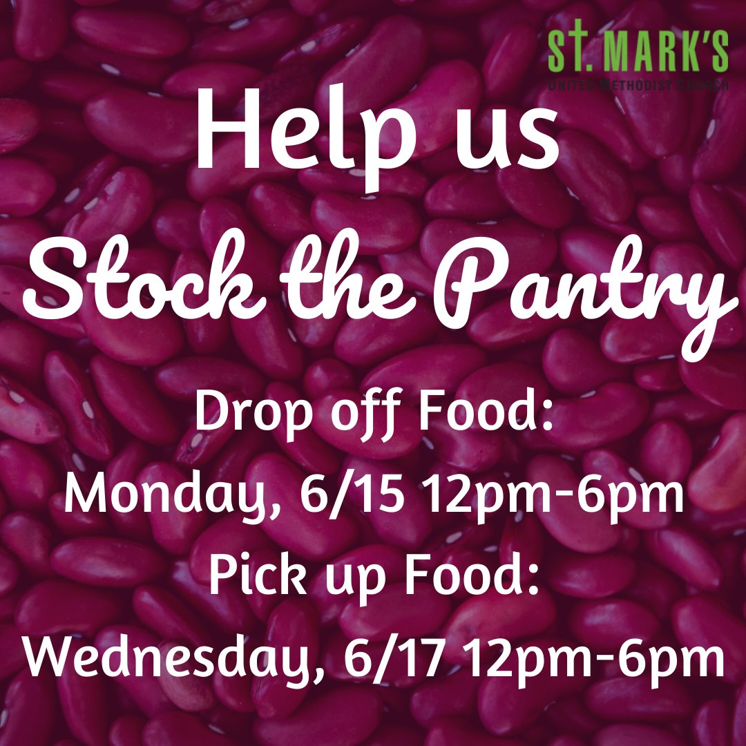 Friends - it is time for another food drive! We will be collecting TOMORROW, packaging on Tuesday 6/16 and distributing on Wednesday 6/17. Please see the website for complete details and to sign up to help! Can we outdo what we did last time? stmarksraleigh.org/stockthepantry