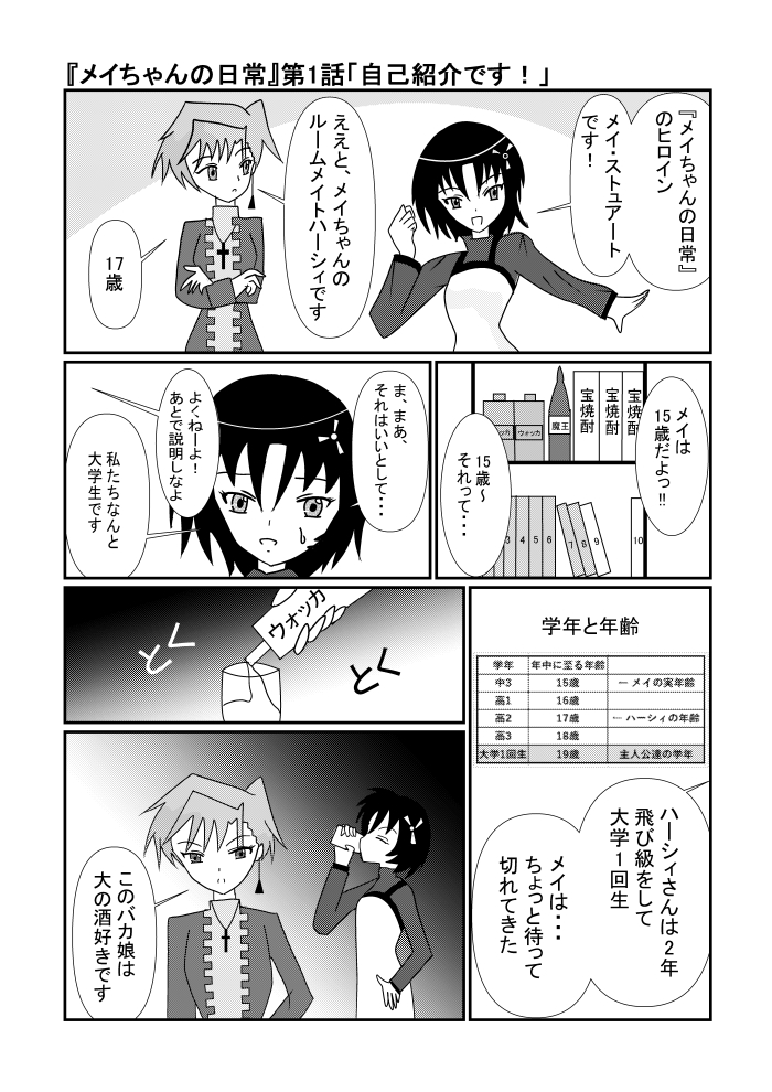 需要が全くないと思われる、くだらないオリキャラの日常マンガです。アルコール好きの女の子が主人公です。今回は4ページですが、今後は1ページ完結で投稿します。イラストはイラストで頑張ります。#漫画 #1ページ漫画 #漫画初心者 #イラスト初心者 