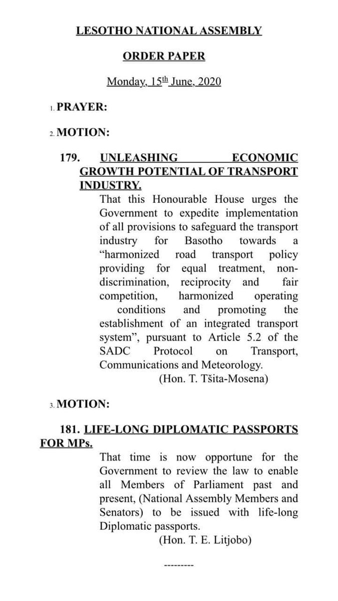 CitizenZweli's tweet photo. A motion to be tabled in parliament proposing life long liplomatic passport for MPs. Just wondering if MPs will be under any urgency even after they are no longer MPs such that diplomatic passports will be useful to service delivery or individual needs. https://t.co/PWKQA19aoc