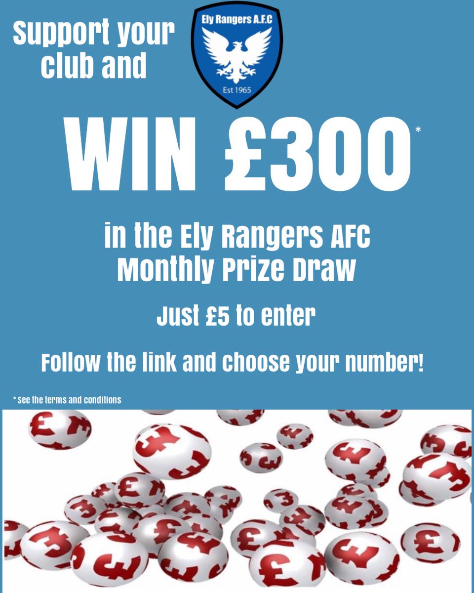WIN £300 &amp; help your club!!

Join our monthly prize draw TODAY!

Follow the link below, choose your number(s) and YOU could be the winner!!

The 1st draw will be at 8pm on Friday 3rd July on Facebook Live (Ely Rangers AFC)!

winningtogether.co.uk/competitions/e…

#CommunityClub