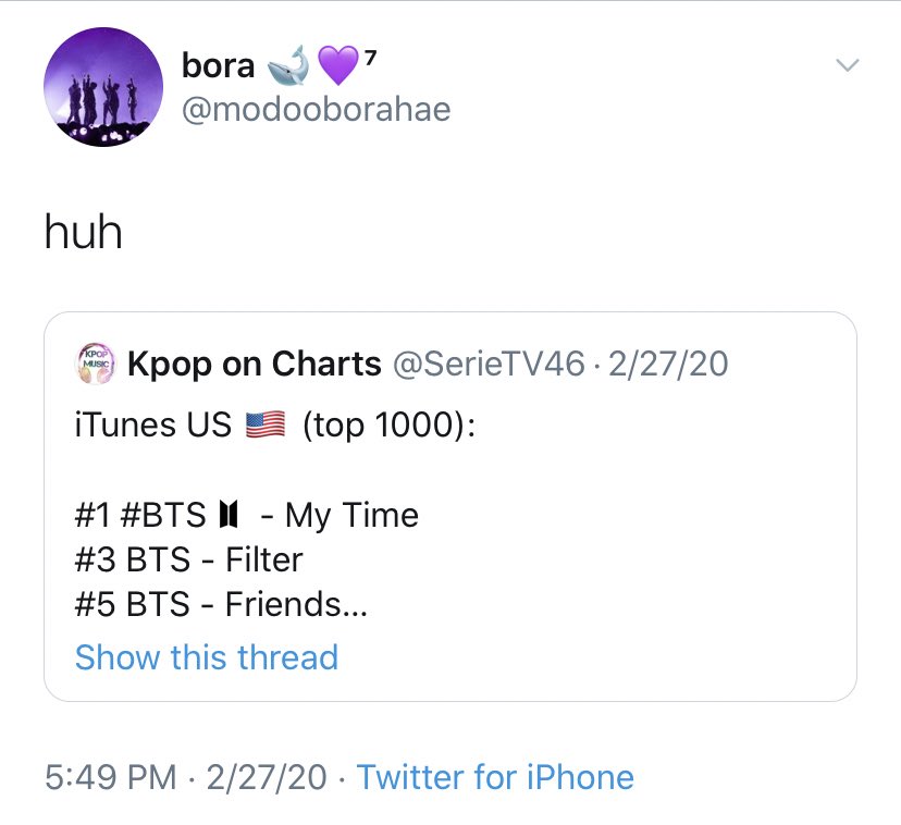 Bora suggested that My Time, Filter, and SN charted high on iTunes because of V*PN and shaded T/H, J/K, and J/M for it even though there was absolutely no evidence of this that V*PN was used. Instead of congratulating the members for their achievements, she complained and doubted