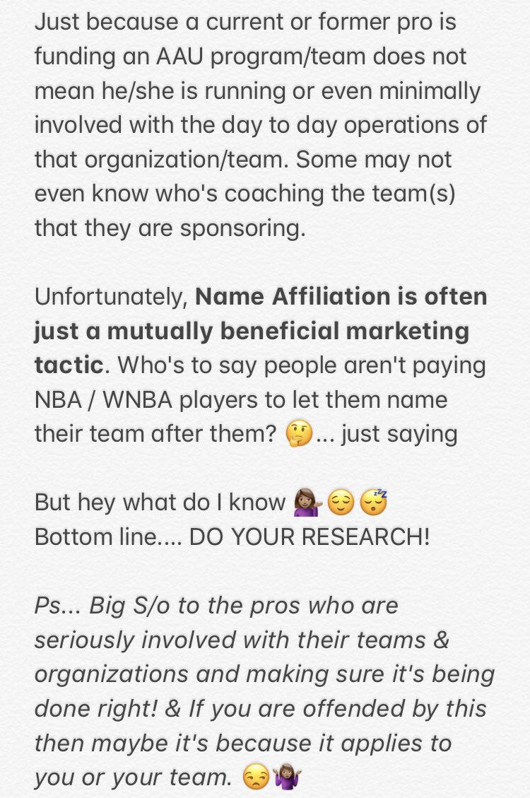 WARNING‼️ Don't assume that a professional athlete's name being affiliated with and plastered all over an AAU team / organization means a higher quality product!