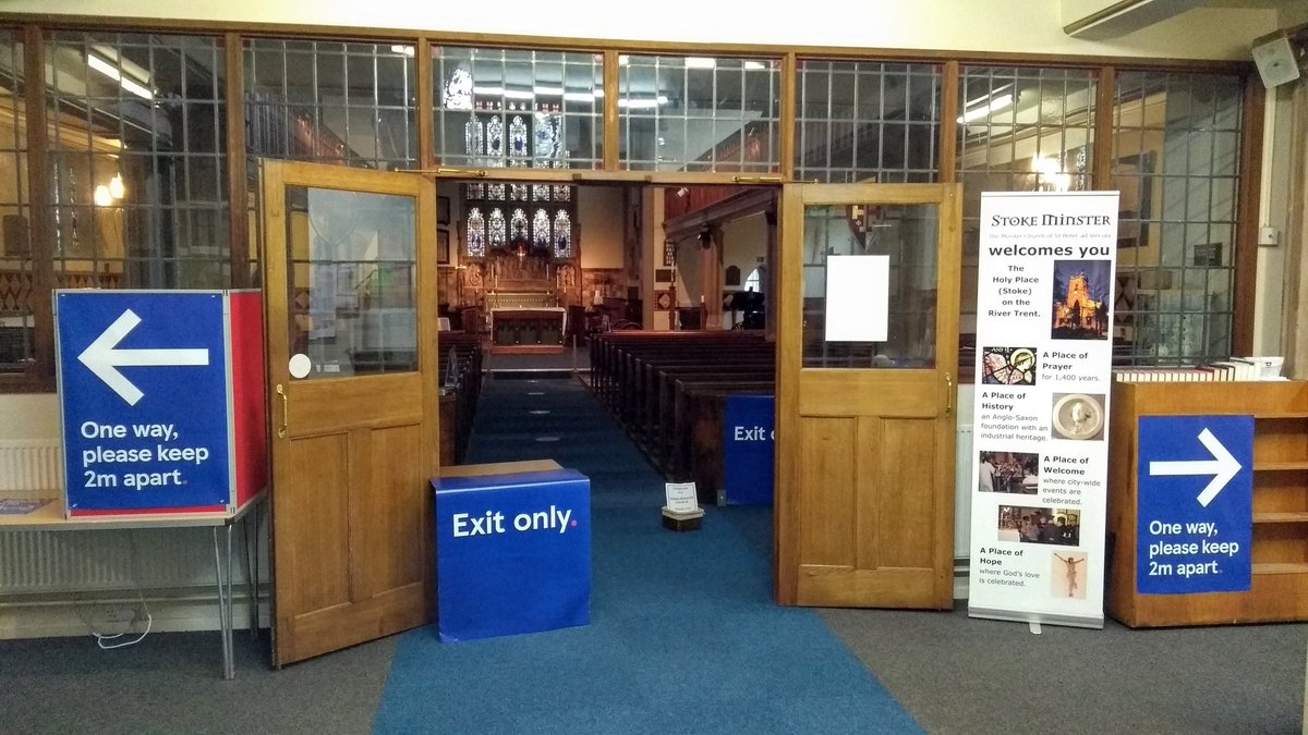 Glad to announce that the Minster will be reopening for private prayer this week - we'll be open on Wednesdays from 1.00 pm to 2.30 pm and on Sundays from 10.00 am to 11.30 am. Chairs are set out at the front for social distancing.