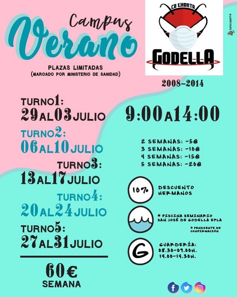cblhortagodella's tweet photo. 🔴⚪️ CAMPUS DE VERANO

Ya tenéis disponible en nuestra página web toda la información relativa al Campus de Verano 2020!!

Mañana abrimos el plazo de inscripción.

‼️Plazas limitadas‼️

📌TODA LA INFO AQUI:

https://t.co/jooByEGSI9

#RedCamp
#RedAnts
#GOdella https://t.co/5tjQb3TVCc