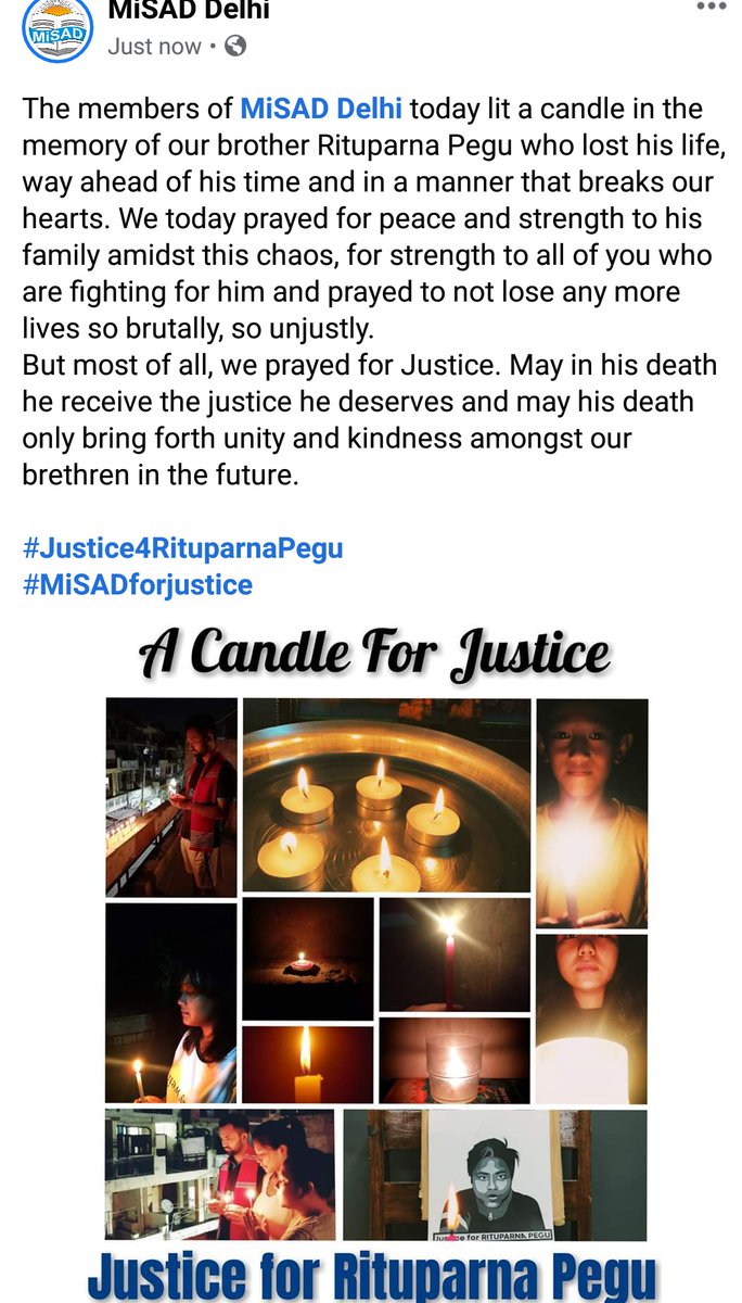 MiSADofficial's tweet photo. @MiSADofficial  today lit a candle in the memory of our brother Rituparna Pegu who lost his life,way ahead of his time &amp; in a manner that breaks our hearts. 
#Justice4RituparnaPegu 
#assam
@sarbanandsonwal @assampolice @thewire_in
@TheQuint https://t.co/Mf0O0yLAX1