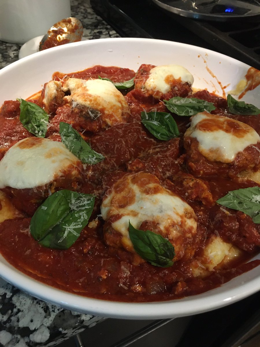 Last nights dinner: <a href="/chefsymon/">michael symon</a> chicken parm meatballs from last weeks #symondinners <a href="/FoodNetwork/">Food Network</a> <a href="/BigGreenEgg/">Big Green Egg</a> foodnetwork.com/recipes/michae…