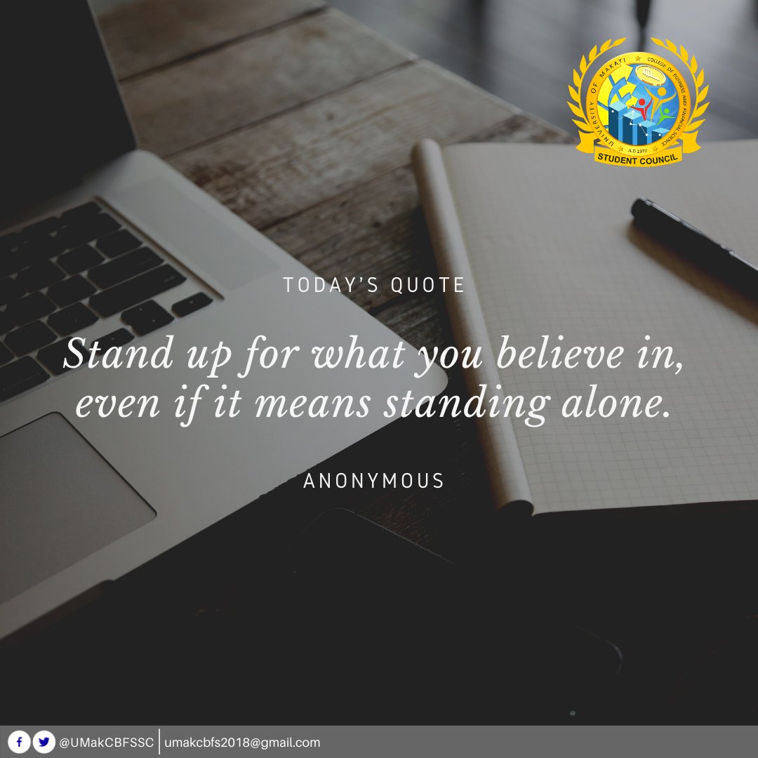 UMakCBFSSC's tweet photo. Monday Motivator! Stand up for what is right! Have a great week!

#CBFSLevelUp https://t.co/sY3GC8hlaa