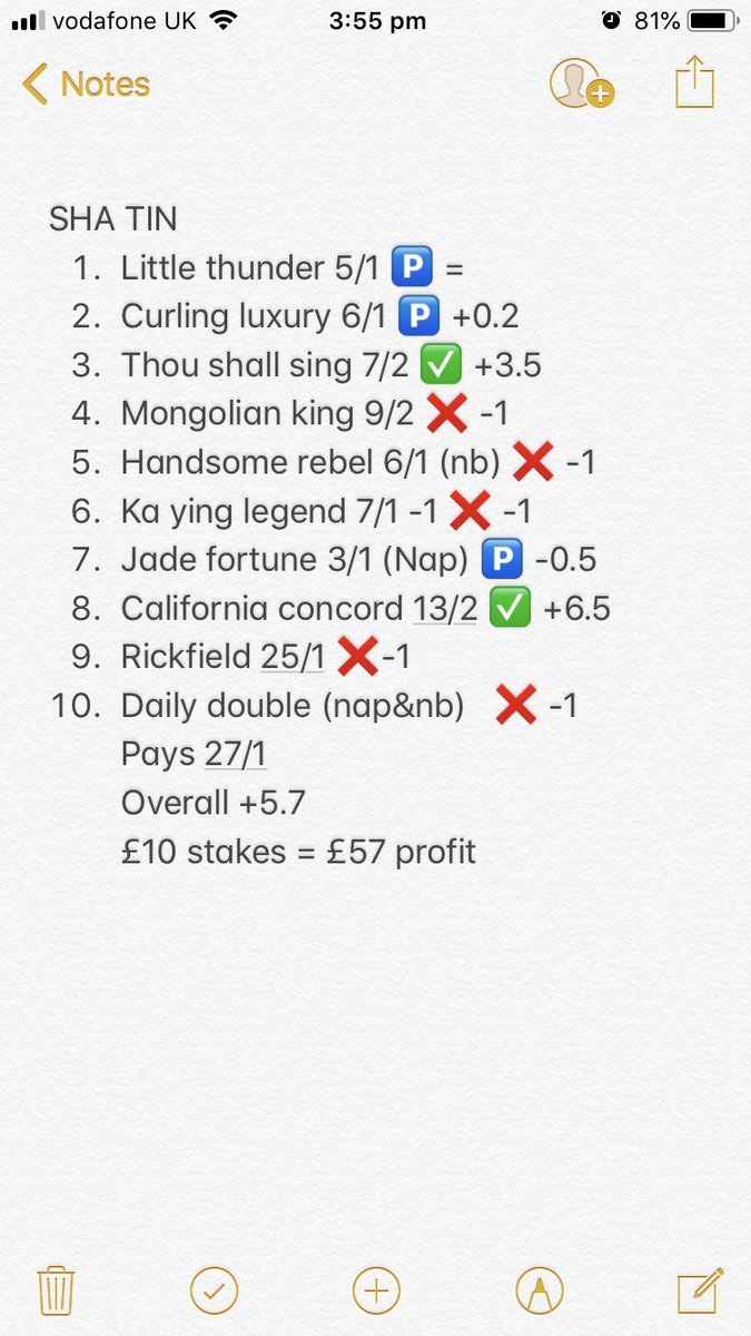 HongKong_Tipser's tweet photo. WEEKLY UPDATE**

After another successful day at SHA TIN my HONG KONG LEVEL STAKES PROFIT INCREASES TO £832.50 

I’ll be back on Wednesday for my happy valley tips as we aim once again to smash the bookies 

A few of my previous tipsheets for those who haven’t already seen ⬇️⬇️ https://t.co/KAMLYIg3fh