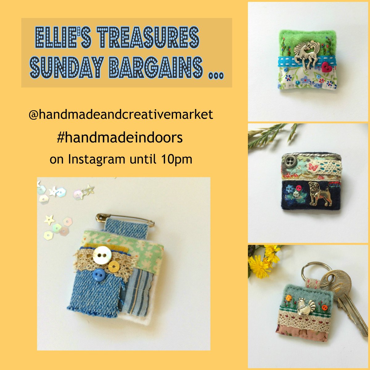 Evening #ukcraftershour and #HandmadeHour - quickly popping in to tell you about a super online fair over on Instagram at the moment until 10pm (use hashtag handmadeindoors to see everything).  I have a few little items up at sale prices tonight - have a lovely evening!