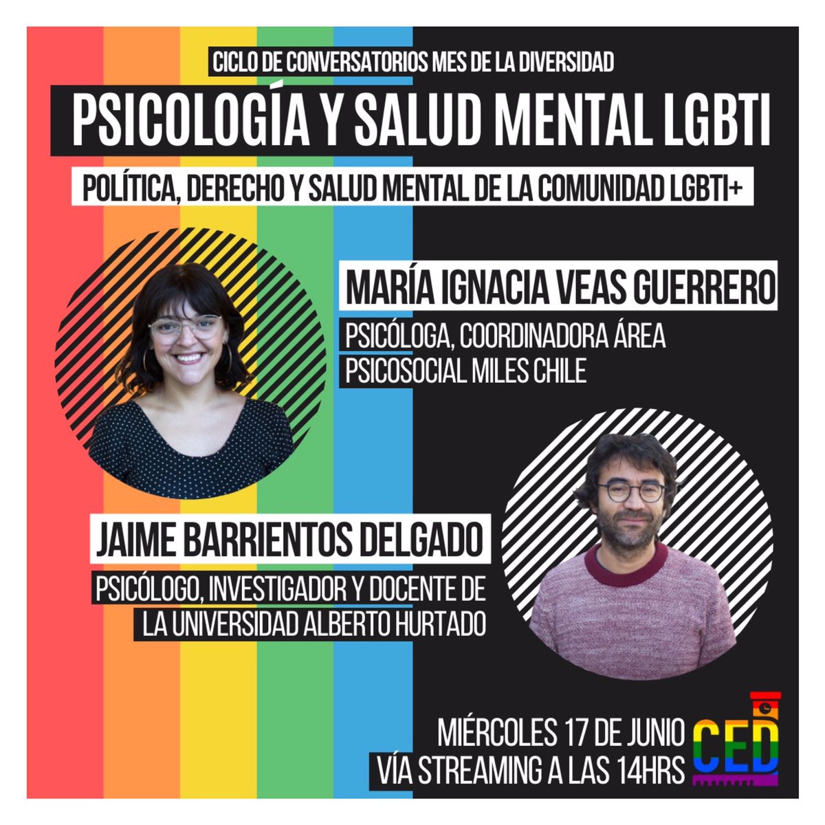 ced_uchile's tweet image. [CICLO DE CONVERSATORIOS MES DEL ORGULLO] 
Les dejamos invitadísimes al primer conversatorio de un ciclo de conversatorios y actividades que estaremos levantando en son del mes del orgullo.