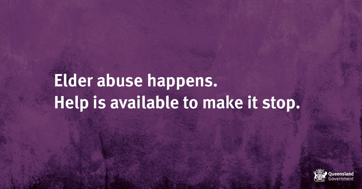 Today (15 June) is World Elder Abuse Awareness Day.
 
If you are concerned about someone and need confidential advice, support or referrals, contact the Elder Abuse Helpline on 1300 651 192.
 
For more information, visit: qld.gov.au/knowthesigns