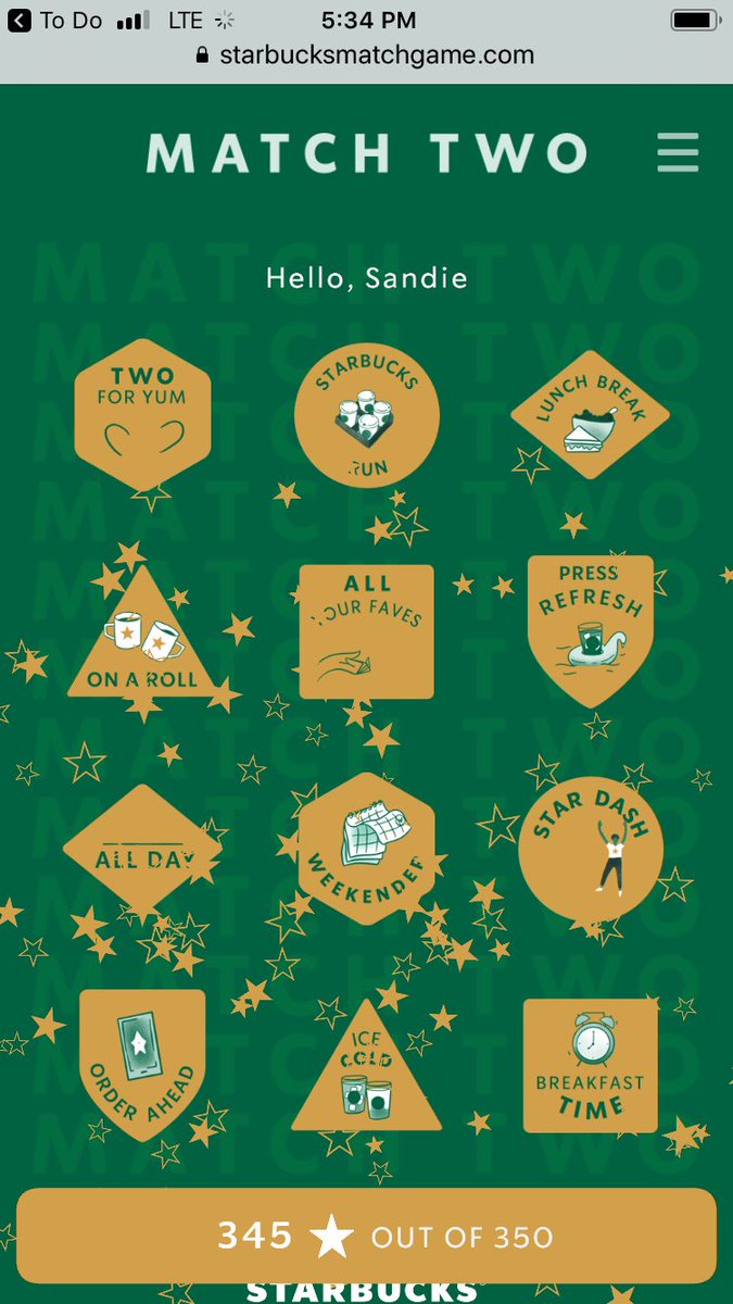 sandiemasters's tweet image. Finished my @Starbucks #MatchTwo board today. 🥳