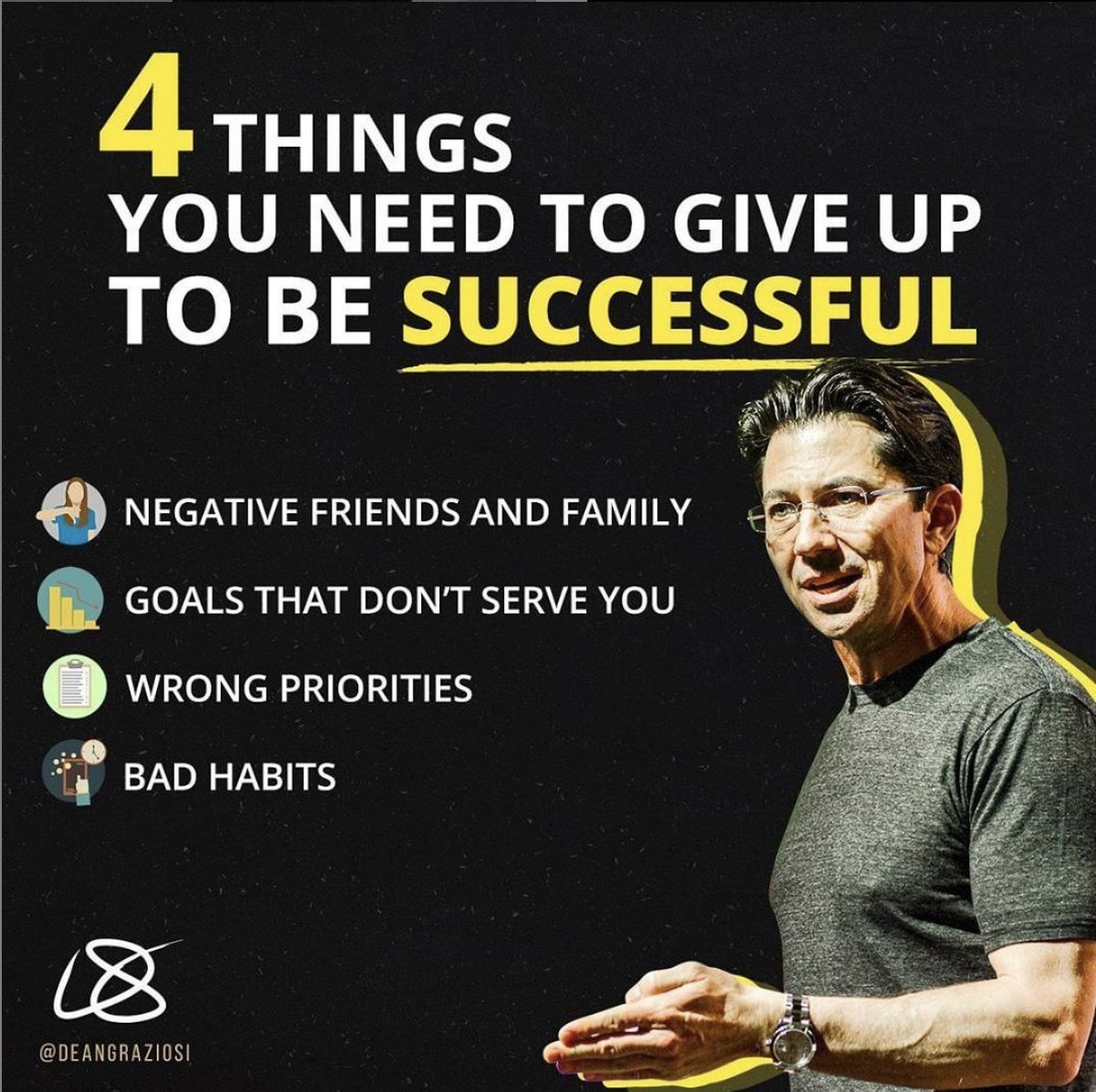 Things you need to give up to be successful by <a href="/deangraziosi/">Dean Graziosi</a> 
We love Dean that's why he’s in our Virtual Success Summit! Be a part of the experience &amp; watch the world’s best speakers for free, all from the comfort of your home 🙌 Get FREE access  bit.ly/3dyZwLq