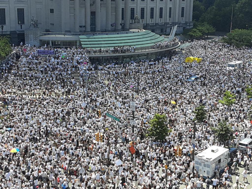 Today, police scanners reported more than 15,000 assembled in Brooklyn for Black trans lives, all wearing white. This is the most important thing I’ve worked on. Thank you.   #brooklynliberation