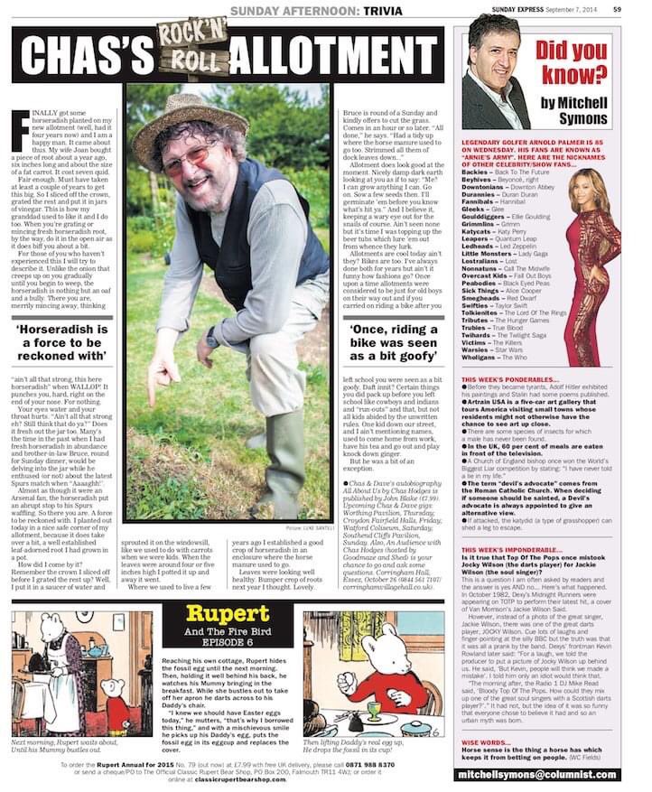 Horseradish is a force to be reckoned with, Allotments are cool today, Bikes are too. Once, Riding a bike was seen as goofy. <a href="/SundayExpres/">Sunday Express</a> <a href="/Celebtime/">Celebtime</a> #allotment #rockandroll  Column from 7th September 2014. keep on Rock &amp; Roll Allotmenting .....