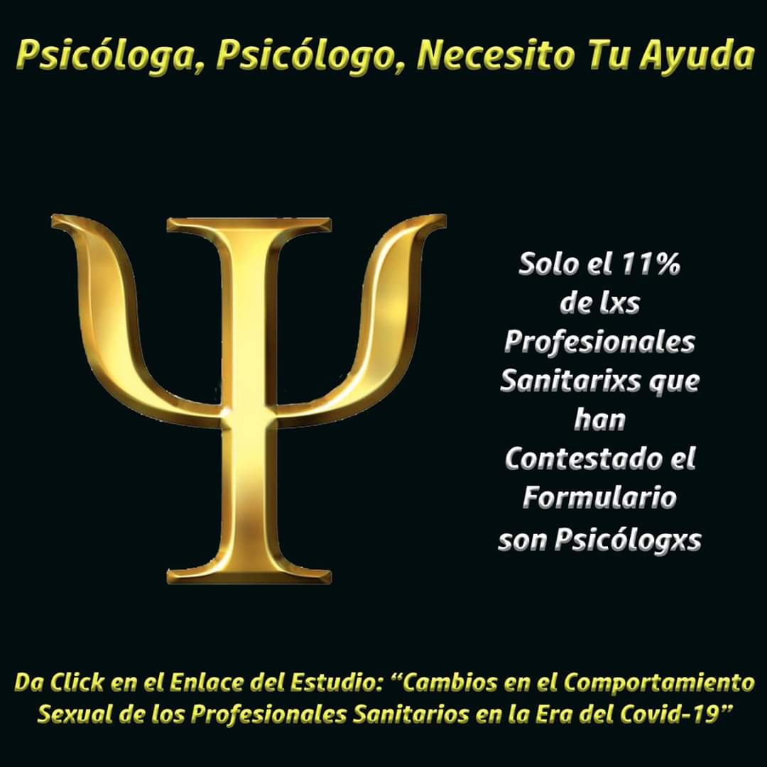 Psicóloga, Psicólogo, Necesito Tu Ayuda, solo el 11% de lxs Profesionales Sanitarixs que han Contestado el Formulario son Psicólogxs y se necesita una "n" máyor de Tú Área Profesional.
Aún Puedes participar en el  Estudio accediendo a este link:
docs.google.com/forms/d/e/1FAI…