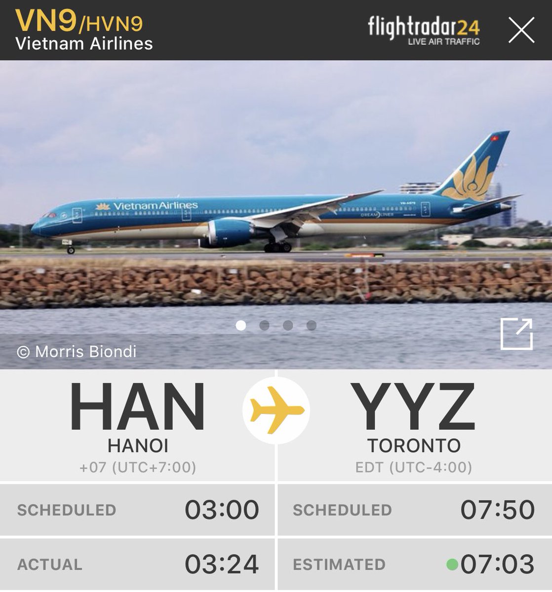 dflyy777's tweet photo. @VietnamAirlines inbound into @TorontoPearson once again, this time with their Dreamliner 787-10. #rarevisitor #yyzspotting #VN9
B787-10
ETA 0700L
Reg: VN-A879
@TomPodolec 
@livingbyyyz 
@ErnestGutschik 
@AviationBeavers https://t.co/bKO48AyZI9