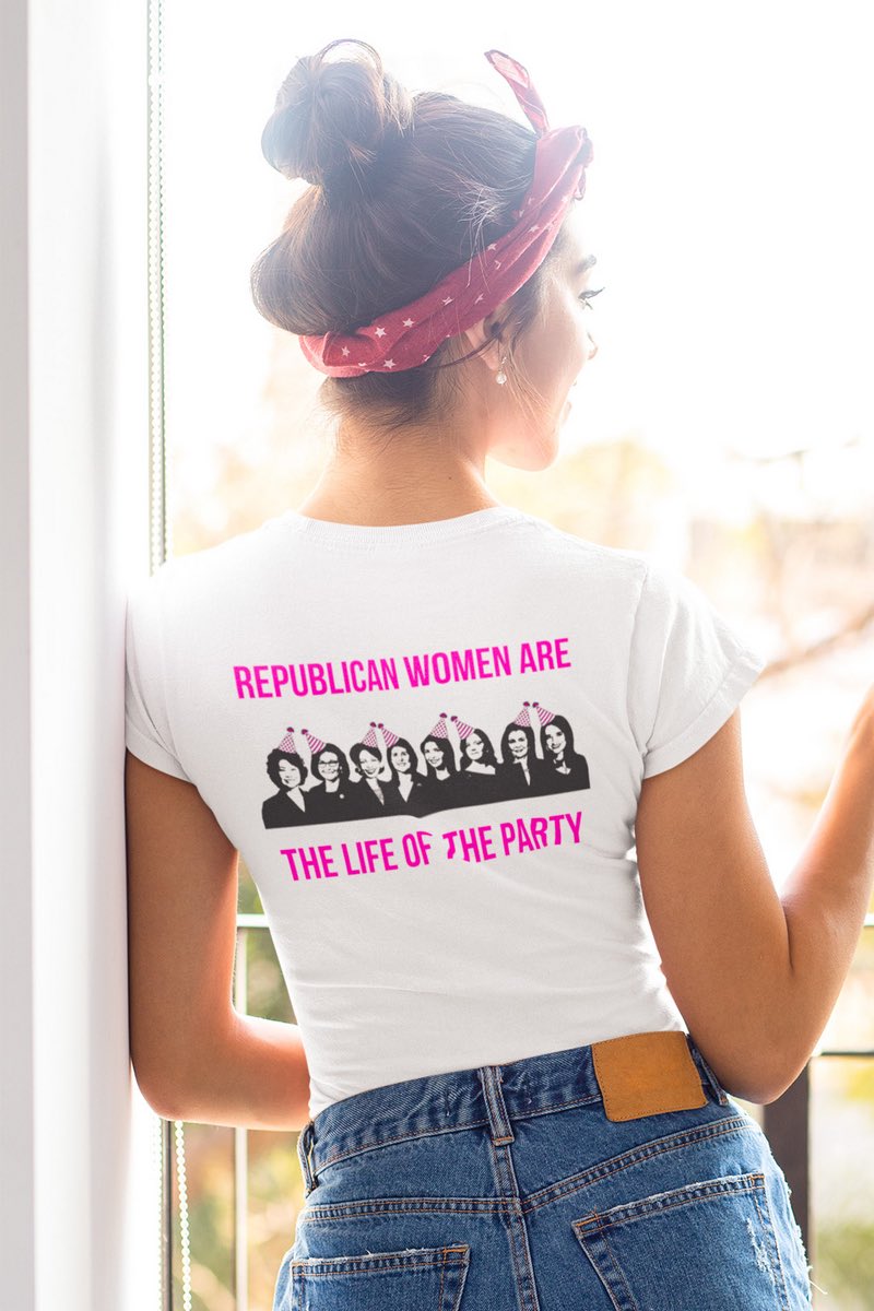 FFL_of_America's tweet image. Elaine Chao. 
Liz Cheney. 
Condoleezza Rice. 
Nikki Haley. 
Ivanka Trump. 
Elise Stefanik. 
Marsha Blackburn. 
Kayleigh McEnany. 

Republican women are the life of the party! 🎉🐘

Get this new tee and get a FREE tote bag and sticker with purchase! 🇺🇸

Futurefemaleleader.com/product-catego…