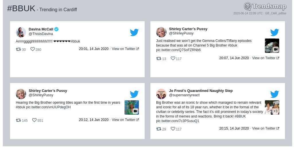 #bbuk is now trending in #Cardiff

trendsmap.com/r/GB_CAR_pdttse