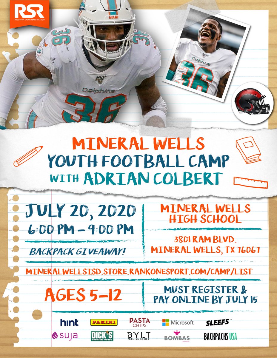 CoachPerry86's tweet photo. Excited to team up with Mineral Wells own Adrian Colbert for our youth football camp on July 20th. Register on the MWISD website under Ram Camps by June 15th. Lots of great gifts and a camp shirt! https://t.co/OFXNTO96k8