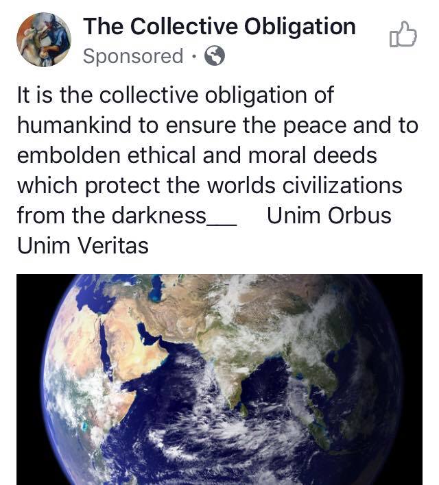 TomMaclear's tweet image. It is the collective obligation of humankind to ensure the peace and to embolden ethical and moral deeds which protect the worlds civilizations from the darkness. Unim Orbus Unim Veritas  @FareedZakaria @kaj33 @OfficialMLK3 @CornelWest @DanRather @AP_California @AttorneyCrump