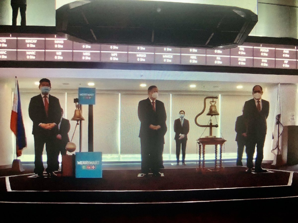 _kmontealegre's tweet photo. NOW: MerryMart listing ceremony led by Chairman and CEO Edgar “Injap” Sia, Finance Secretary Carlos Dominguez III and PSE President Ramon Monzon https://t.co/OrMjecw3JQ