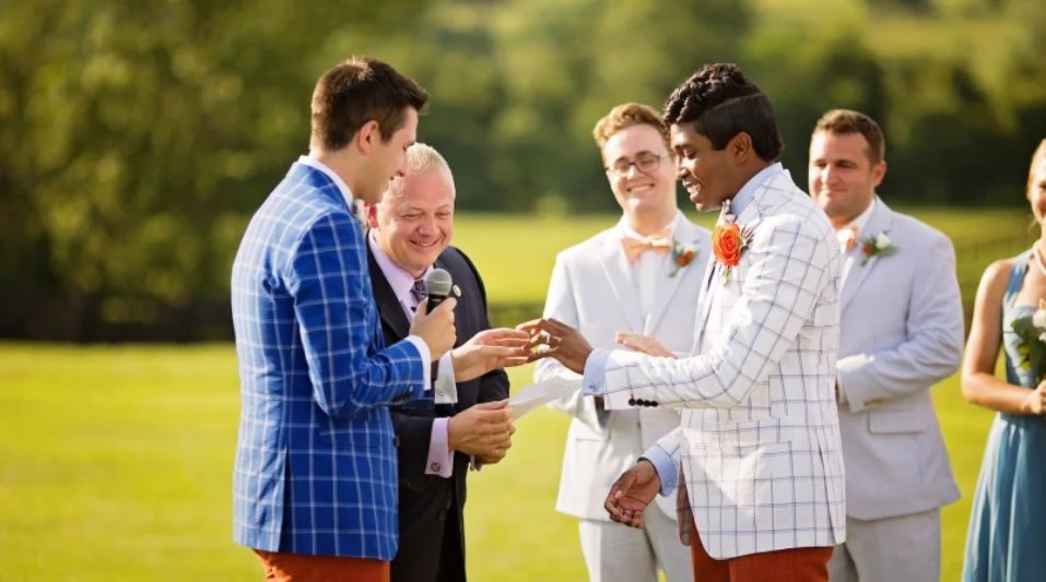 Let's talk about freshman Congressman #DenverRiggleman and how officiating the wedding of a gay Republican couple cost him his seat in Southside Virginia. That's him in the middle. #VA05