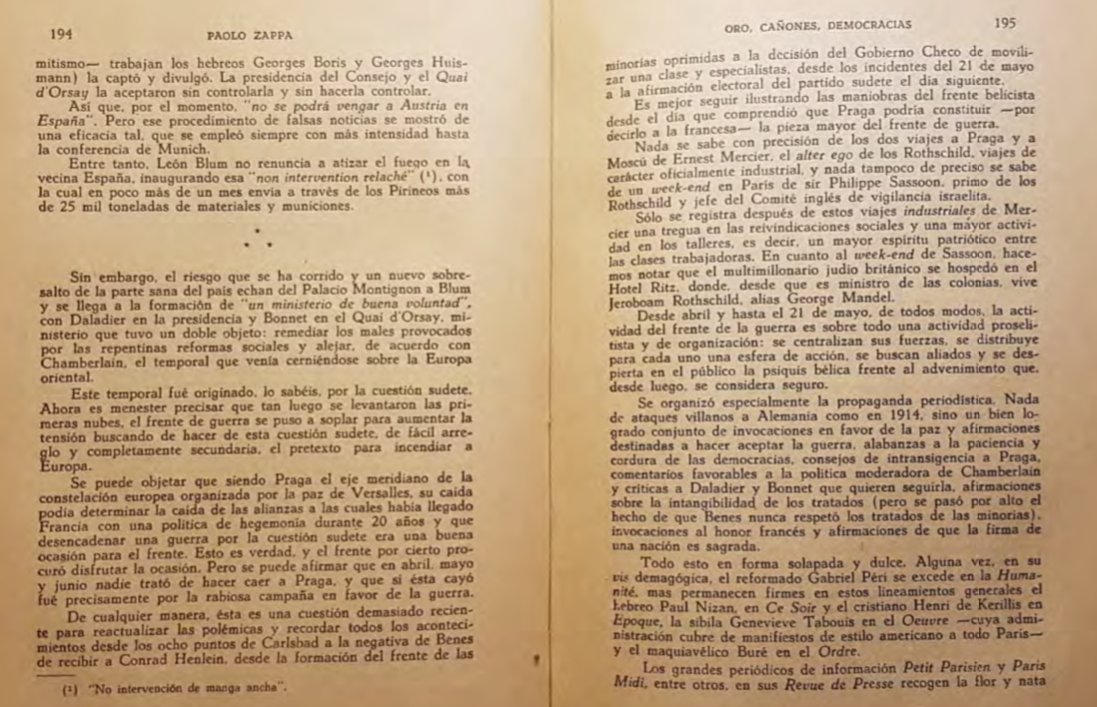 102-Ya con todo en sus manos los hebreos siguieron con noticias falsas eran muy efectivas y cada vez fueron publicando con más intensidad hasta la conferencia de Munich. Mientras el judío León Blum envía pertrechos militares a los comunistas en España.Lo tenían todo planeado!