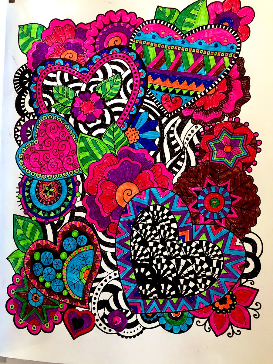CottageCalm's tweet image. #hearts #flowers #adultcolouring #calm #staedtler #432biro  #mindfulness